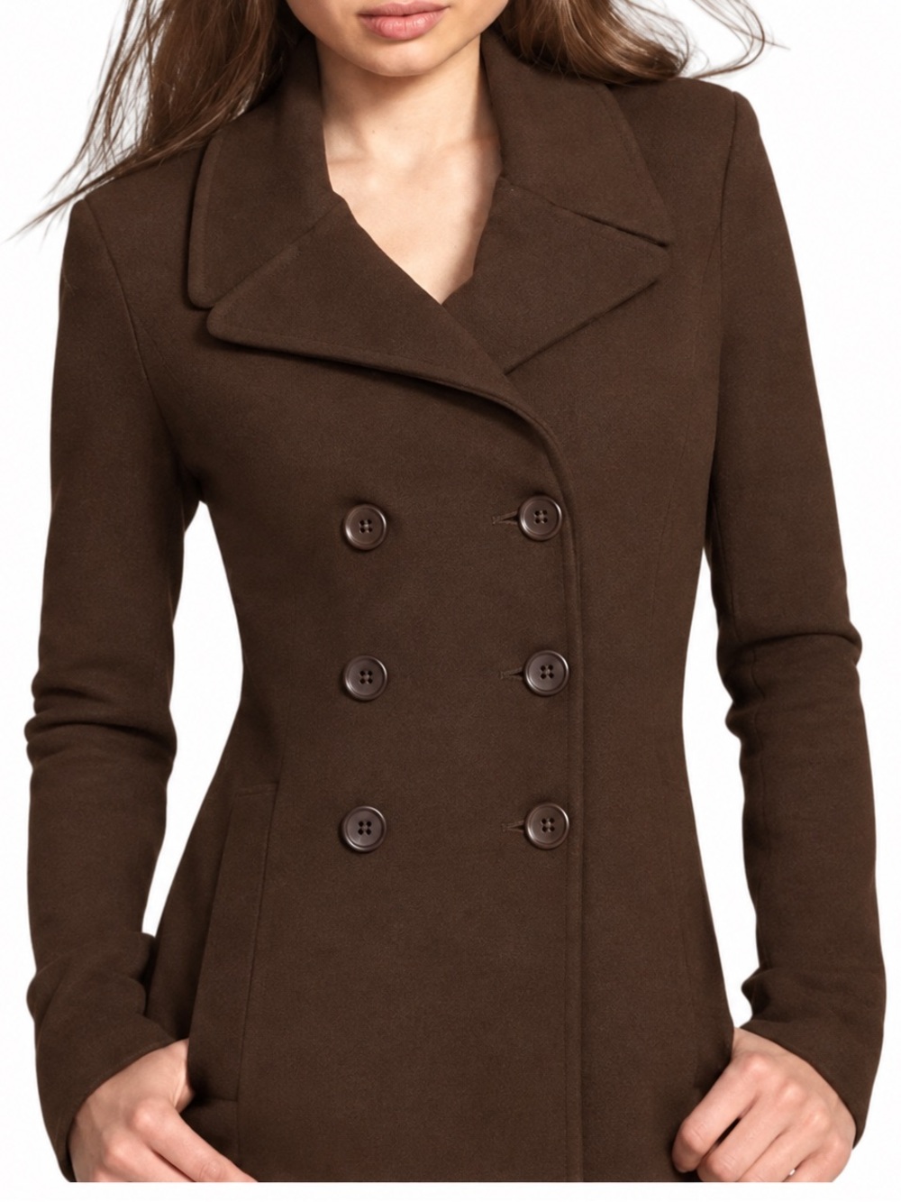 James Perse Double-Breasted Heavy Cotton Brown Peacoat Jacket Women's L / 3